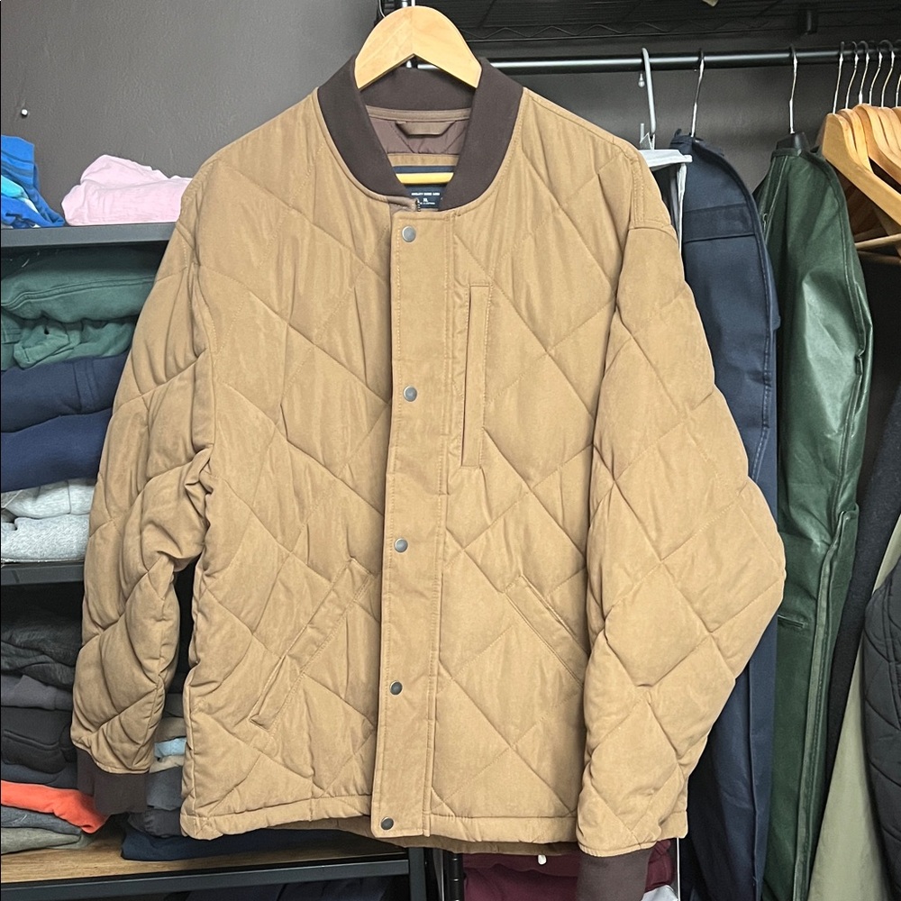 Abercrombie & Fitch Tan Quilted Bomber Jacket